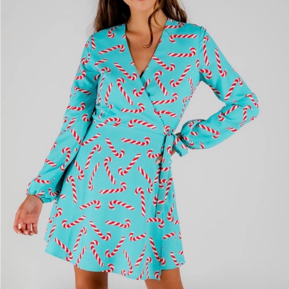 Shinesty NEW‎ Candy Cane Print Wrap Dress